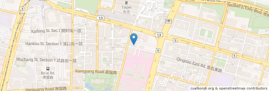 Mapa de ubicacion de 青島飯糰 en تایوان, 新北市, تایپه, 中正區.