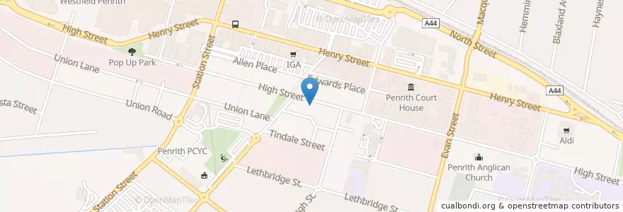 Mapa de ubicacion de Commonwealth Bank en オーストラリア, ニューサウスウェールズ, Sydney, Penrith City Council.