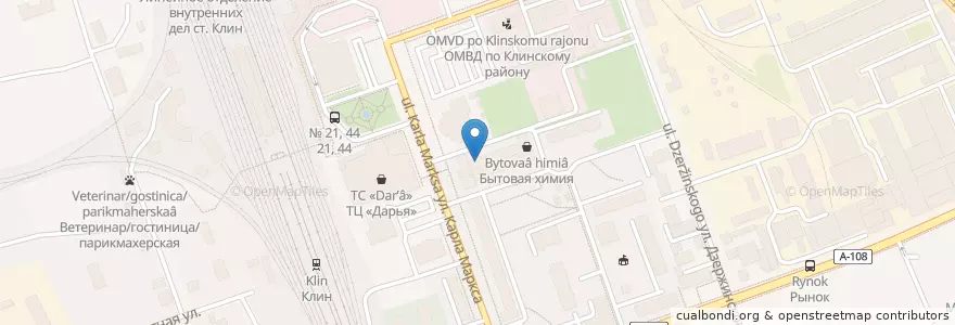Mapa de ubicacion de Звёздная ночь en ロシア, 中央連邦管区, モスクワ州, Городской Округ Клин.
