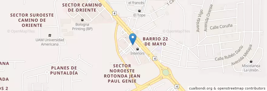 Mapa de ubicacion de Subway (contiguo a edificio Movistar). en Nikaragua, Departamento De Managua, Managua (Municipio).