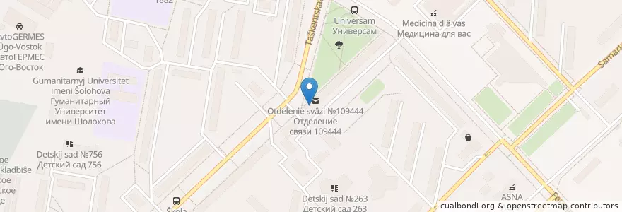 Mapa de ubicacion de Почта Банк en Rússia, Distrito Federal Central, Москва, Юго-Восточный Административный Округ, Район Выхино-Жулебино.