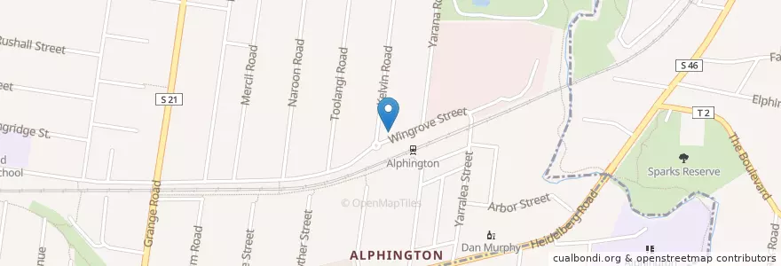 Mapa de ubicacion de The Alphington Foodstore en Australien, Victoria, City Of Darebin.