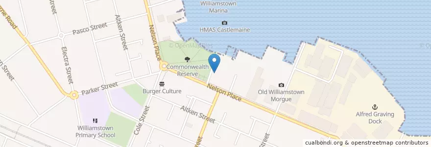 Mapa de ubicacion de Sam's Boatshed en Australie, Victoria, City Of Hobsons Bay.