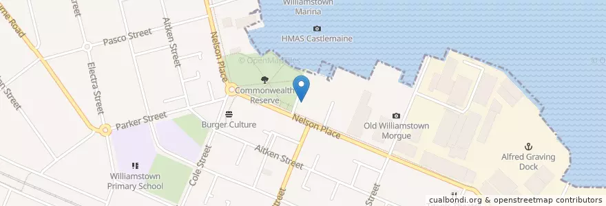 Mapa de ubicacion de Sam's Boatshed en オーストラリア, ビクトリア, City Of Hobsons Bay.