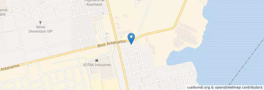 Mapa de ubicacion de Gare de Wôrô-Wôrô Soweto en Côte D’Ivoire, Abidjan, Koumassi.