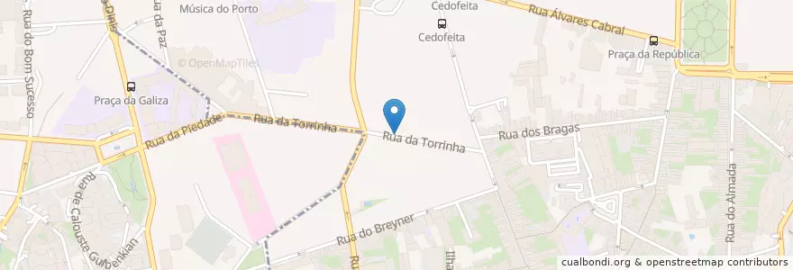 Mapa de ubicacion de Real Hamburgueria Portuguesa en البرتغال, المنطقة الشمالية (البرتغال), Área Metropolitana Do Porto, بورتو, بورتو, Cedofeita, Santo Ildefonso, Sé, Miragaia, São Nicolau E Vitória.