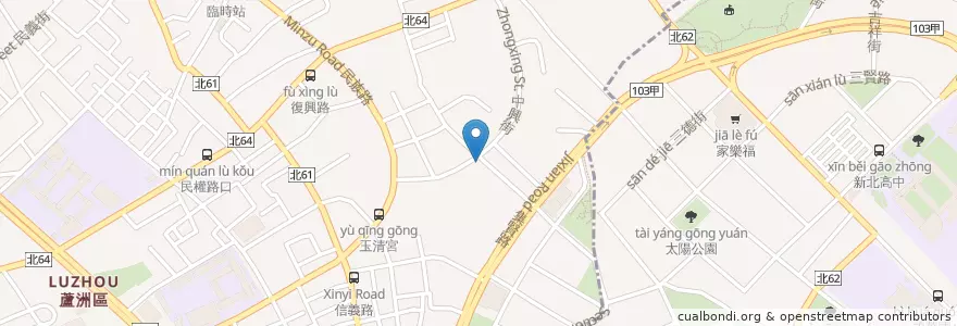 Mapa de ubicacion de 孫東寶 en تايوان, تايبيه الجديدة, 蘆洲區.
