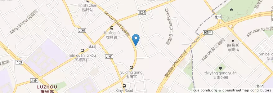 Mapa de ubicacion de 芯聯藥局 en 타이완, 신베이 시, 루저우 구.