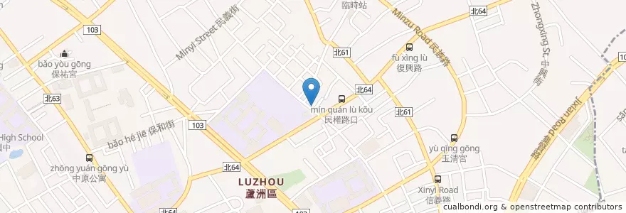 Mapa de ubicacion de 美味堡 en Taiwan, Neu-Taipeh, Luzhou.