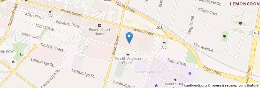 Mapa de ubicacion de Downtown Brooklyn en Australien, Neusüdwales, Sydney, Penrith City Council.