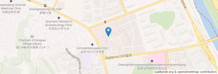 Mapa de ubicacion de 박가네일본요리점 en Corea Del Sud, Gyeonggi, 광명시.
