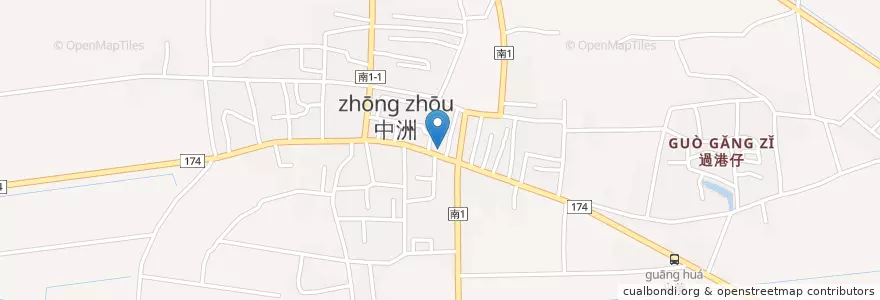 Mapa de ubicacion de 中洲-足好味麵食館 en Tayvan, 臺南市, 學甲區.