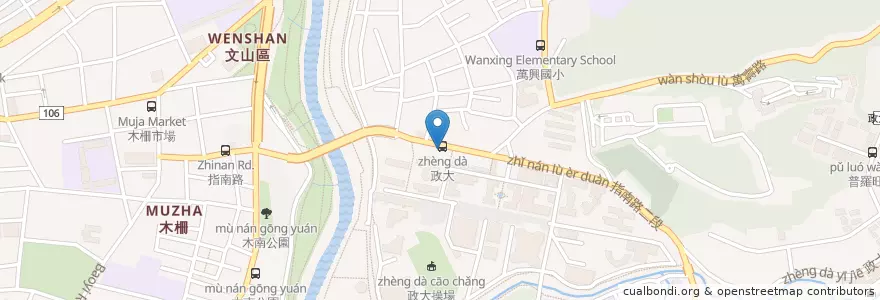 Mapa de ubicacion de 政大油飯 en 台湾, 新北市, 台北市, 文山区.