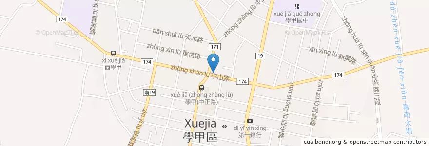 Mapa de ubicacion de 學甲成功麵食堂 en 臺灣, 臺南市, 學甲區.