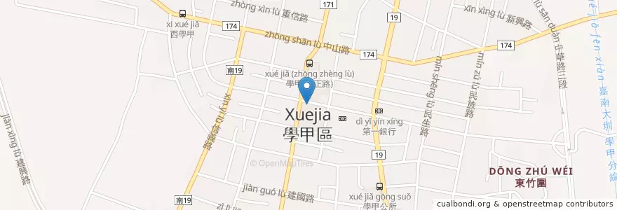 Mapa de ubicacion de 鄭記炭烤胡椒餅 en 臺灣, 臺南市, 學甲區.