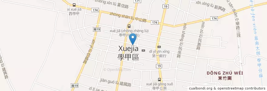 Mapa de ubicacion de 口味珍排骨酥麵 en Taïwan, Tainan, District De Xuejia.