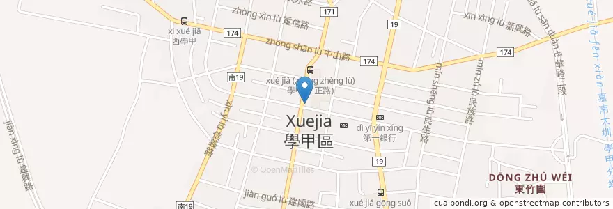Mapa de ubicacion de 學甲臭豆腐 en 臺灣, 臺南市, 學甲區.