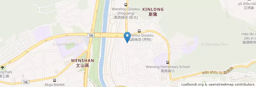 Mapa de ubicacion de 美式早餐屋 en تايوان, تايبيه الجديدة, تايبيه, 文山區.