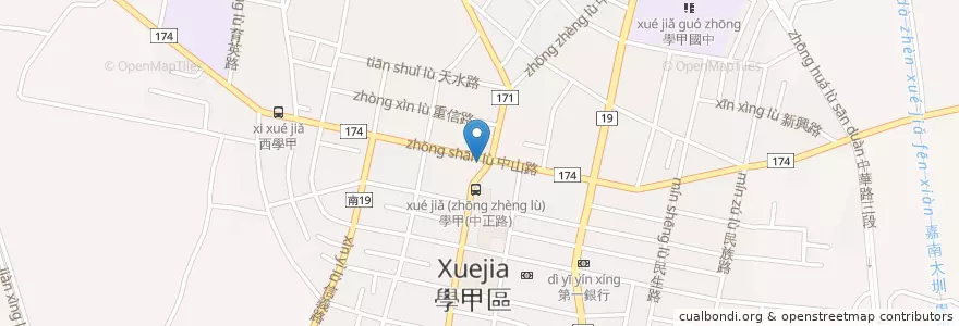 Mapa de ubicacion de 洪老爹滷味 en 臺灣, 臺南市, 學甲區.