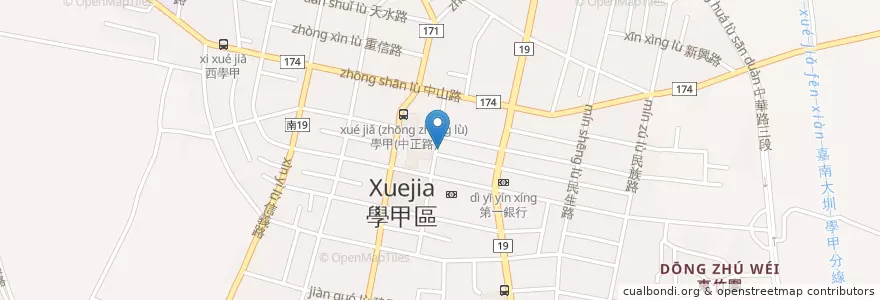 Mapa de ubicacion de 學甲雞肉焿米糕 en Taiwan, Tainan, Xuejia.