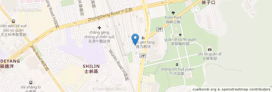 Mapa de ubicacion de 小鴨藥膳加熱滷味 en 타이완, 신베이 시, 타이베이시, 스린 구.