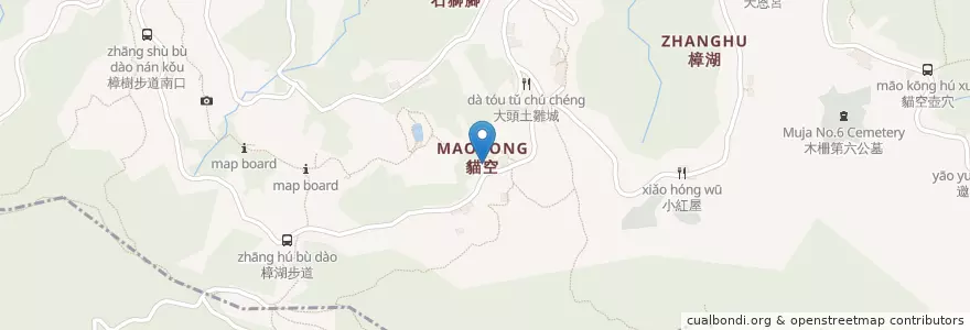 Mapa de ubicacion de 貓空龍門客棧 en 타이완, 신베이 시, 타이베이시, 원산 구.