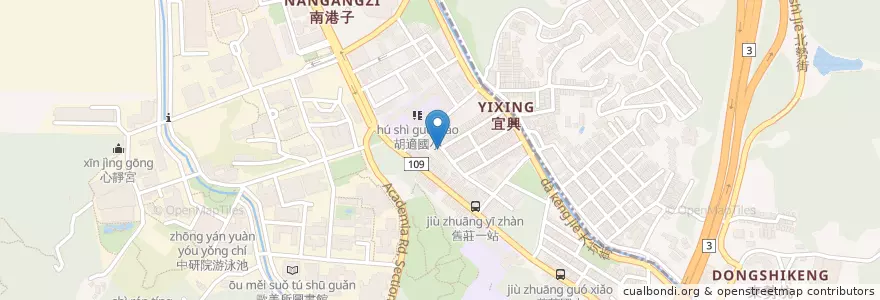Mapa de ubicacion de 拉亞漢堡 南港胡適 en 台湾, 新北市, 台北市, 南港区.