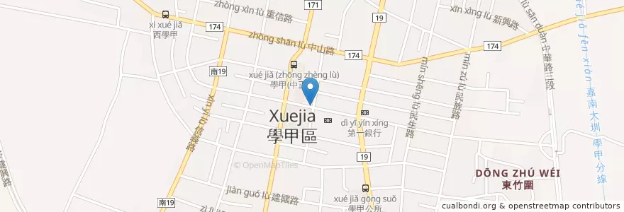 Mapa de ubicacion de 東方美早餐店 en 臺灣, 臺南市, 學甲區.
