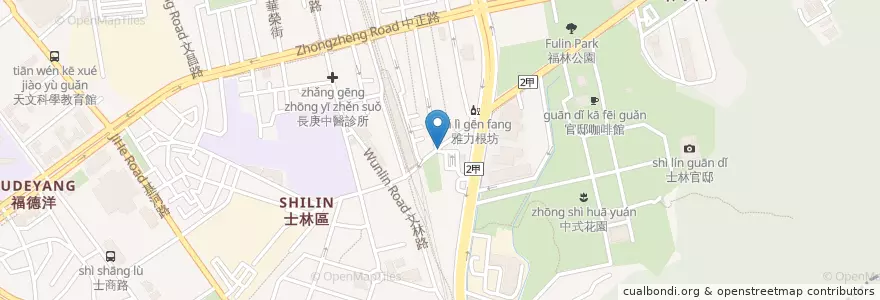 Mapa de ubicacion de 雙胞胎手工蛋餅捲 en تایوان, 新北市, تایپه, 士林區.