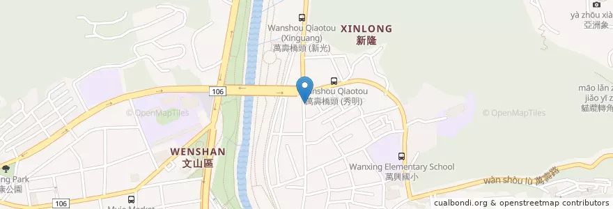 Mapa de ubicacion de 龎舍炸物 en Taiwan, 新北市, Taipé, 文山區.