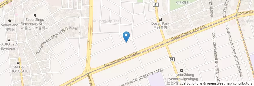 Mapa de ubicacion de Gangnam Myeonok Gangnam branch. Beef rib stew en Corea Del Sud, Seul, 강남구.