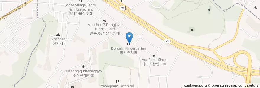 Mapa de ubicacion de 동신교회 en Südkorea, Daegu, Suseong-Gu, 만촌동.