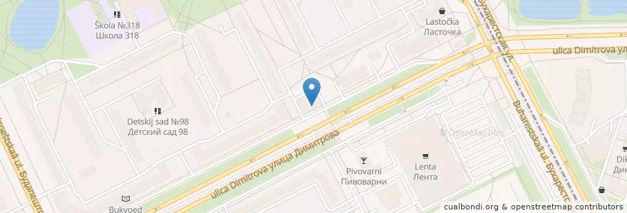 Mapa de ubicacion de Папа Джонс en Russia, Northwestern Federal District, Leningrad Oblast, Saint Petersburg, Фрунзенский Район, Георгиевский Округ.