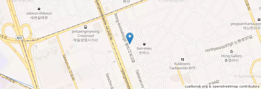 Mapa de ubicacion de Masizzim, Beef rib stew en Südkorea, Seoul, 강남구, 서초구, 역삼동, 역삼1동.