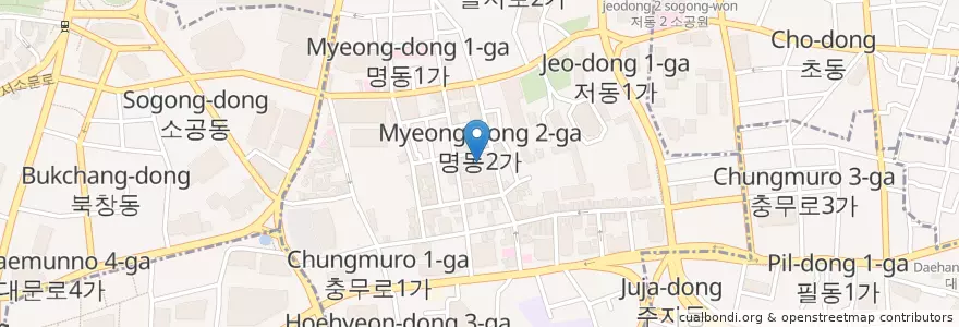 Mapa de ubicacion de School Food, Kimbab en South Korea, Seoul, Jung-Gu, Myeong-Dong.