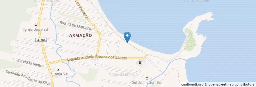 Mapa de ubicacion de Bicicletário da Praia da Armação en 브라질, 남부지방, 산타카타리나, Microrregião De Florianópolis, Região Geográfica Intermediária De Florianópolis, 플로리아노폴리스.