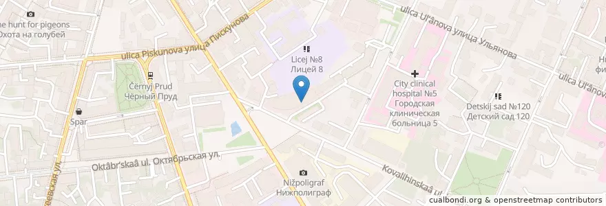 Mapa de ubicacion de Открытие en Russia, Circondario Federale Del Volga, Нижегородская Область, Городской Округ Нижний Новгород.