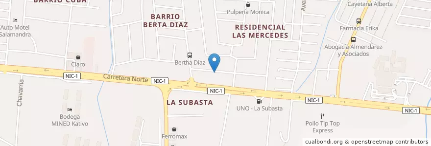 Mapa de ubicacion de Clínica Dental Dra. Gloria Madriz Esquivel en Никарагуа, Departamento De Managua, Managua (Municipio).