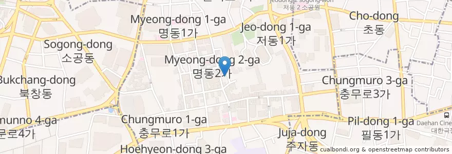 Mapa de ubicacion de Wongdang Gamjatang, Pork bone soup en Corée Du Sud, Séoul, 중구, 명동.