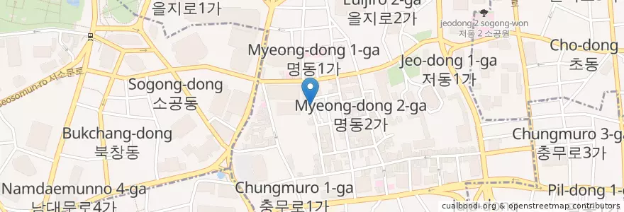 Mapa de ubicacion de Poem, Waffles, Pingsu en Coreia Do Sul, Seul, 명동.