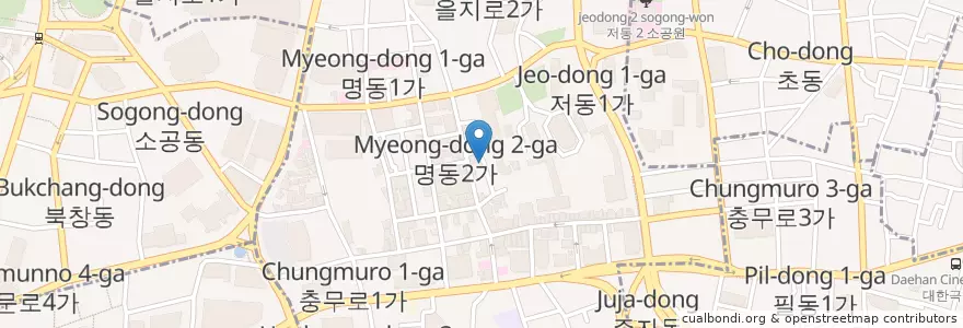 Mapa de ubicacion de Myeongdong Hamheung Myeonok ,Cold noodles en Zuid-Korea, Seoel, 명동.