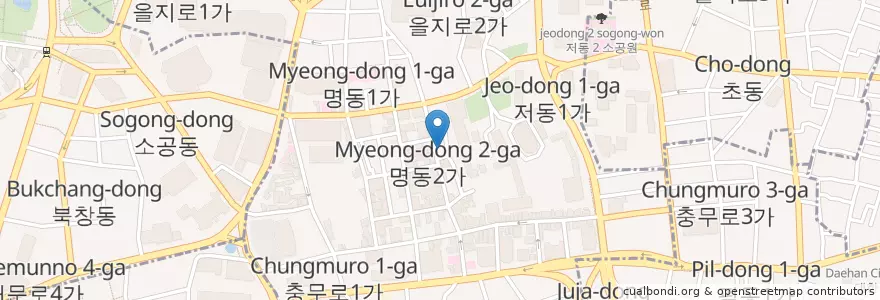 Mapa de ubicacion de Kang Ho dong bbq en Güney Kore, Seul, 명동.