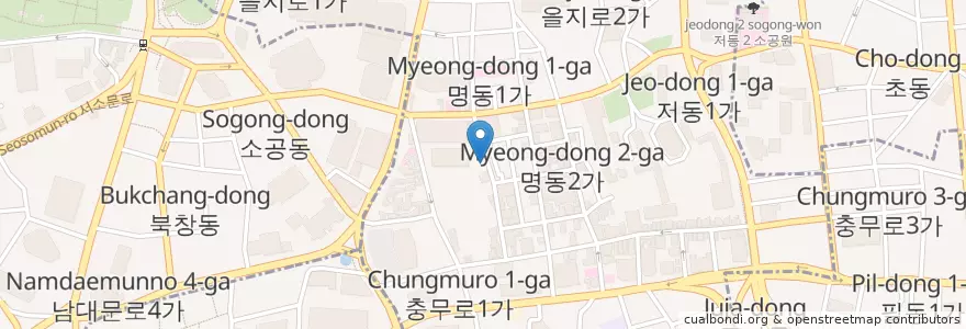 Mapa de ubicacion de RED Sun, Army Stew en كوريا الجنوبية, سول, 명동.