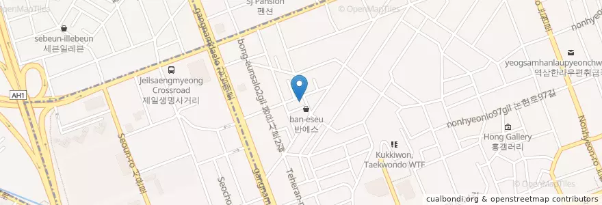 Mapa de ubicacion de Tokkijung Japanese Korea en Zuid-Korea, Seoel, 강남구, 서초구, 역삼동, 역삼1동.