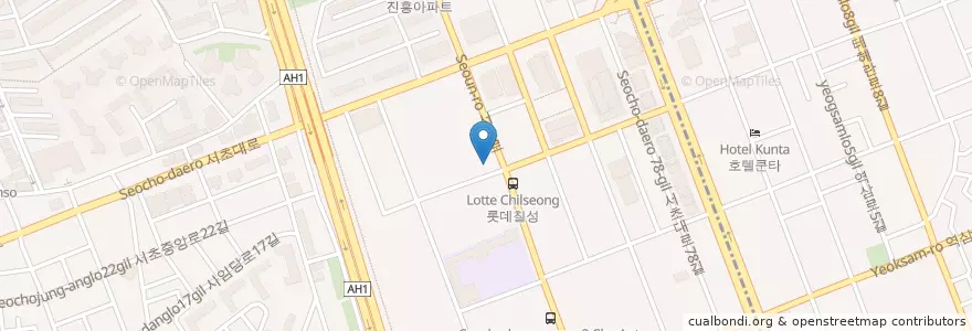 Mapa de ubicacion de Heuk Donga Gangnam. Bbq black pig en Korea Selatan, 서울, 서초구, 서초동, 서초2동.