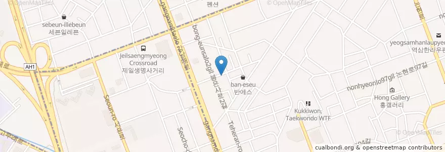 Mapa de ubicacion de Kwagi EE Korea beef Bbq en 大韓民国, ソウル, 江南区, 瑞草区, 駅三洞, 駅三1洞.