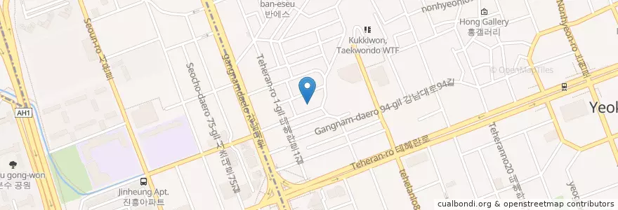 Mapa de ubicacion de Seorae Bbq, Pork en 大韓民国, ソウル, 江南区, 瑞草区, 駅三洞, 駅三1洞.