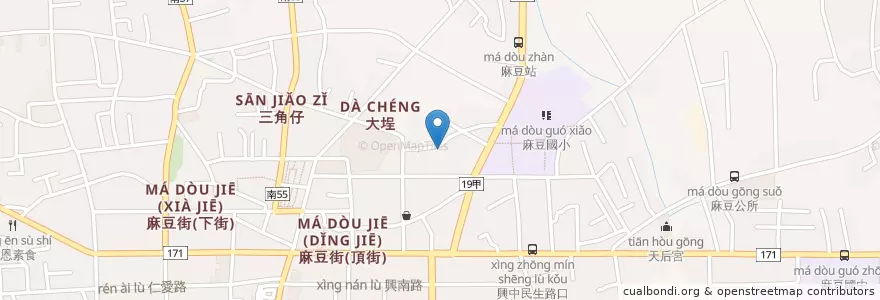 Mapa de ubicacion de 天品臭豆腐 en Taiwán, 臺南市, 麻豆區.