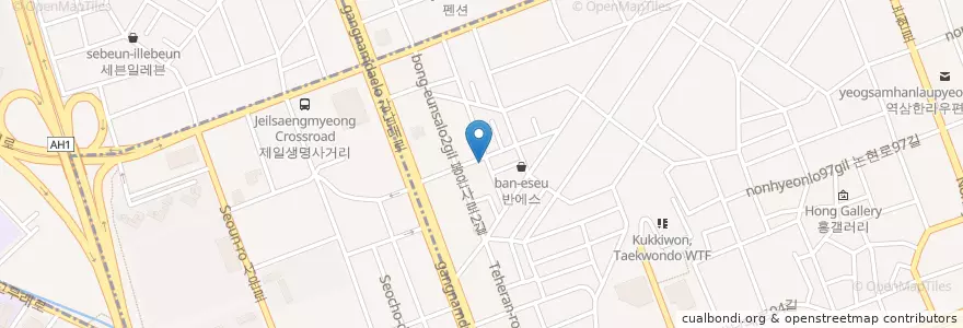 Mapa de ubicacion de Ramen en Coreia Do Sul, Seul, 강남구, 서초구, 역삼동, 역삼1동.