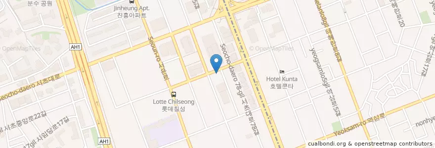 Mapa de ubicacion de issac toast en Coreia Do Sul, Seul, 서초구, 서초동, 서초2동.